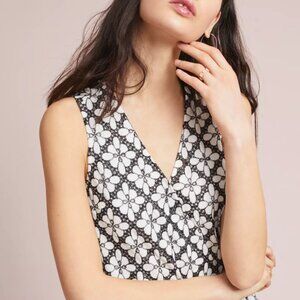 Maeve from Anthropologie Black and White Coralie Wrap Sleeveless Top - Size - 8